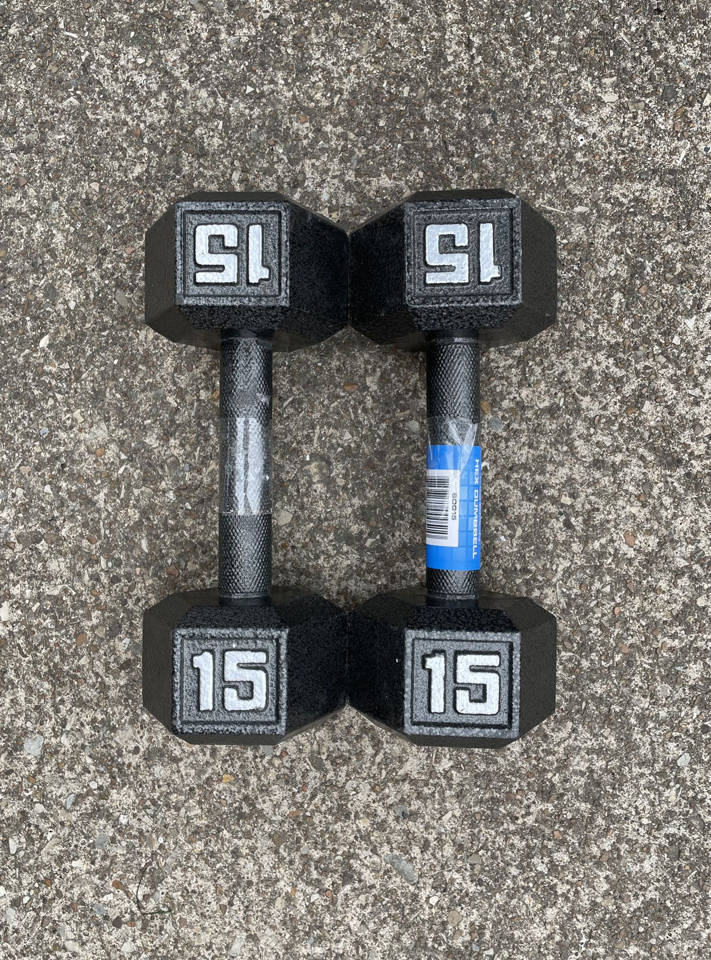 15 lb dumbbells dumbbell set 30 lbs total Cast Iron hex weights weight pair pounds pound  15lb 15lbs 30lbs