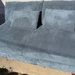 Dark Teal Blue Corduroy Sofa