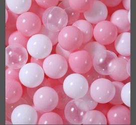 GOGOSO Ball Pit Balls For Toddler, Baby Plastic Playballs Kids Soft Pastel Pelotas Non-Toxic BPA-Free 2pink+White+Clear 100 Balls