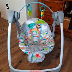 Bright Starts Playful Paradise Portable Compact Baby Swing with Toys, Unisex, Newborn +
