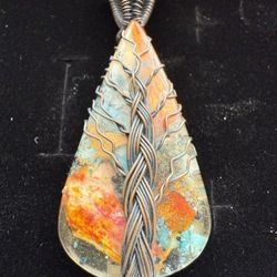 Tree of Life Stone and Wire Pendant