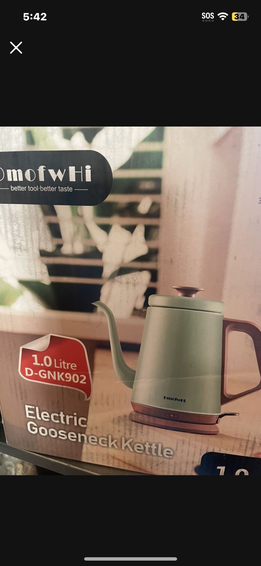 DmofwHi Gooseneck Electric Kettle(1.0L), 100% Stainless Steel BPA Free Classic Pour Over Coffee Kettle | Tea Kettle - Green