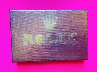 Acrylic/ Cotton Canvas Original Art / Lavender Metallic - Silver Logo