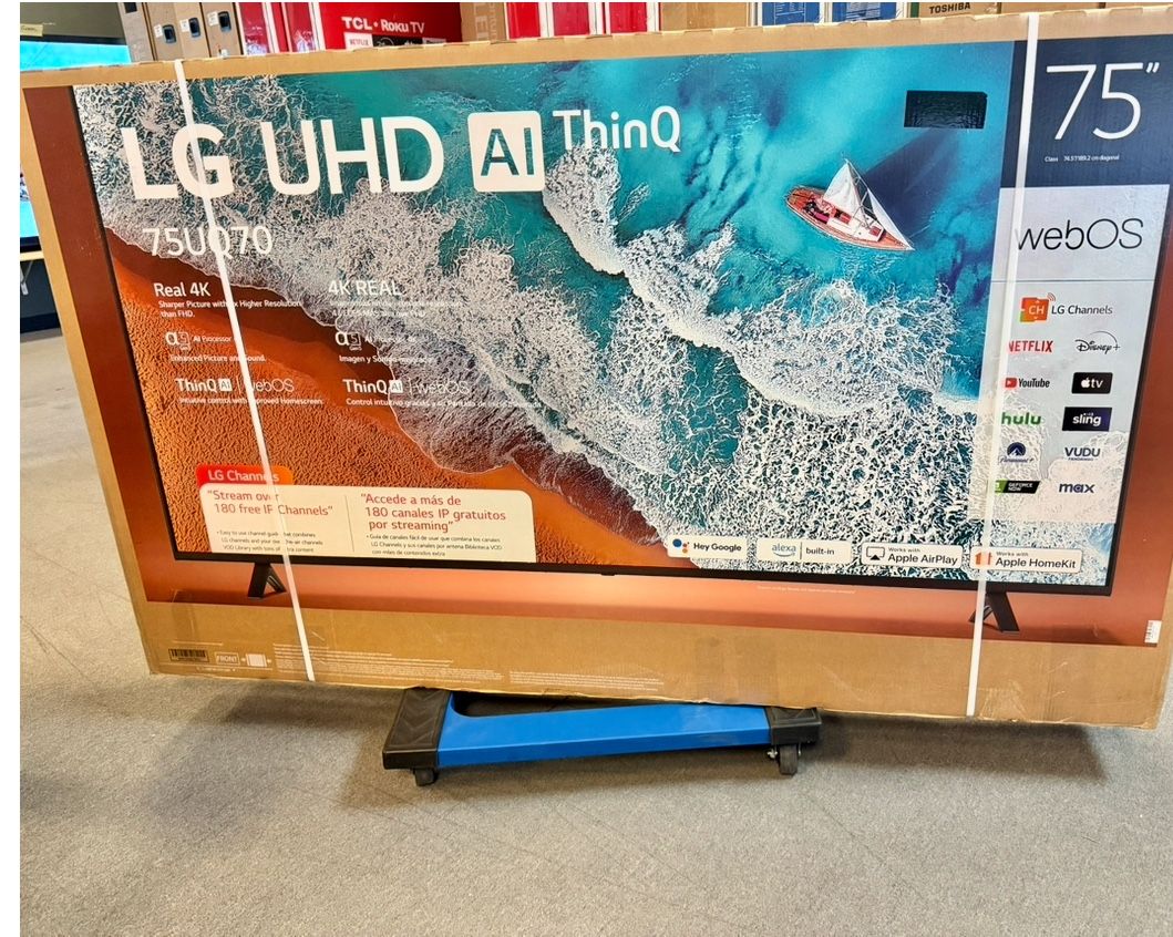 75 TV LG smart 4K HDTV $55 down on financing for delivery six month warranty
