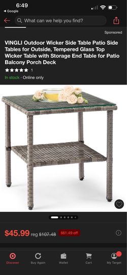 VINGLI Outdoor Wicker Side Table