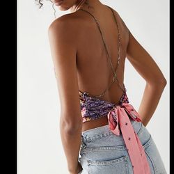 New Free People Pink Halter With Chains Size Large 