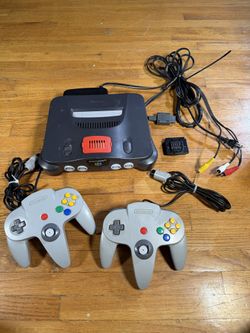 Nintendo 64 N64 Console Expansion Pak 2 Gray Controllers Cables & Jumper Pak