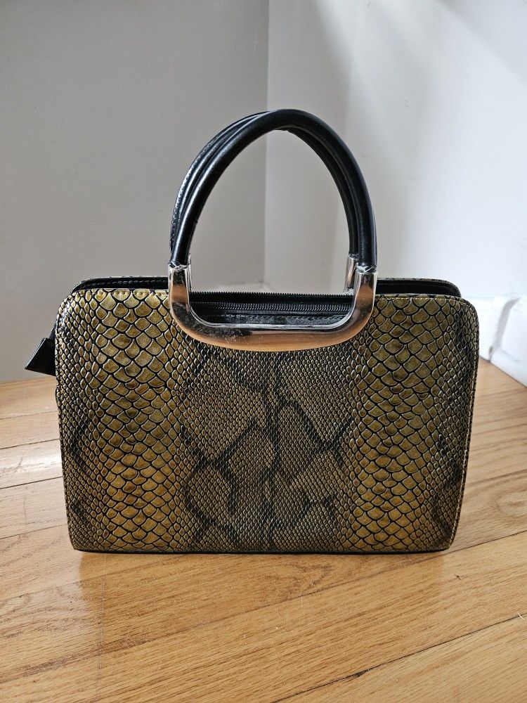 Vintage Snakeskin Print Handbag