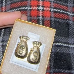 Money Bag 10K Gold Earrings