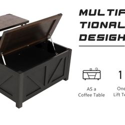 Multifunctional Coffee Table Lifts Up! With Media Charging Outlet (BRAND NEW IN BOX)