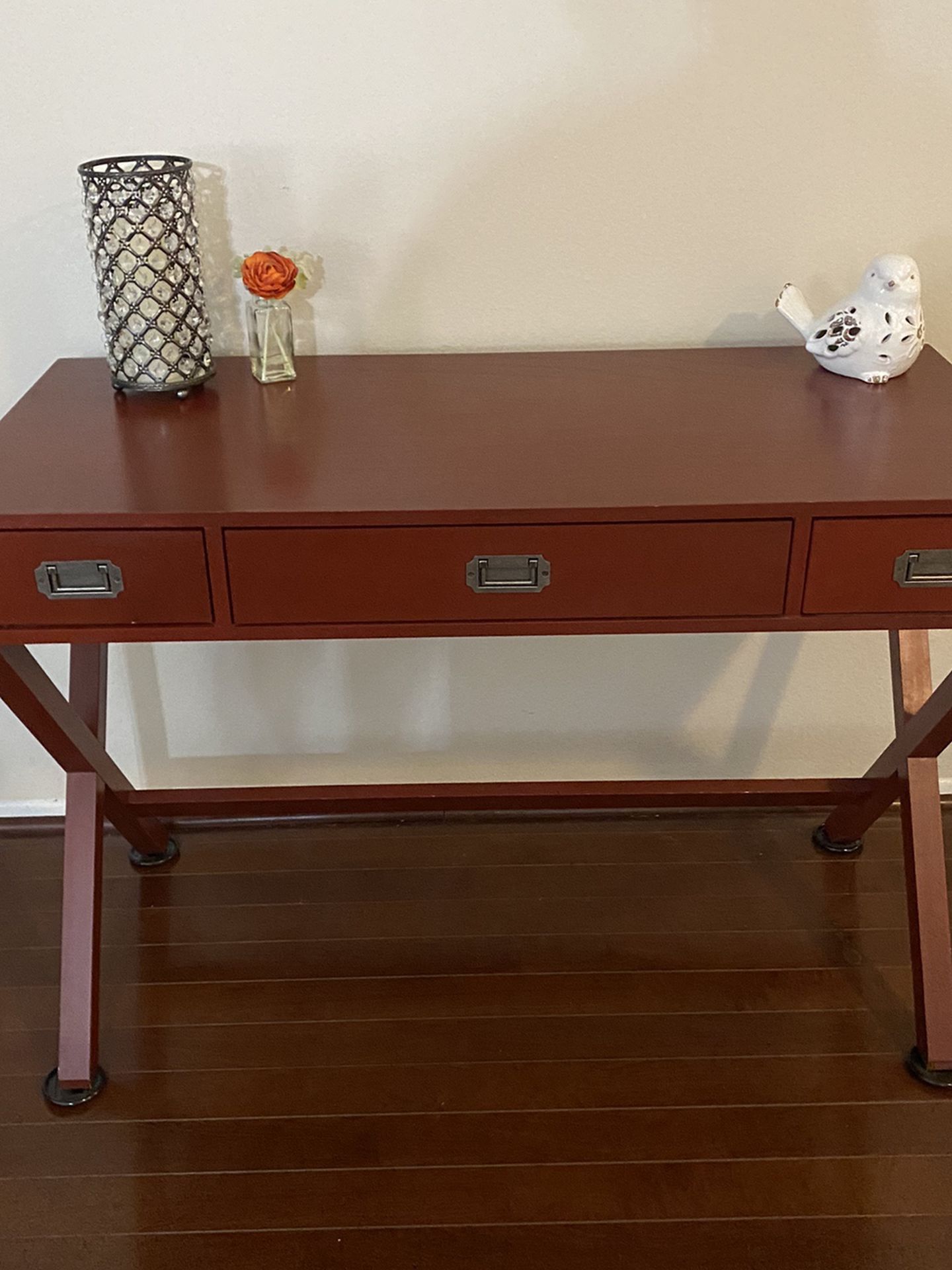 )RED Campaign writing desk with three drawers (If you’re viewing this as it’s still available