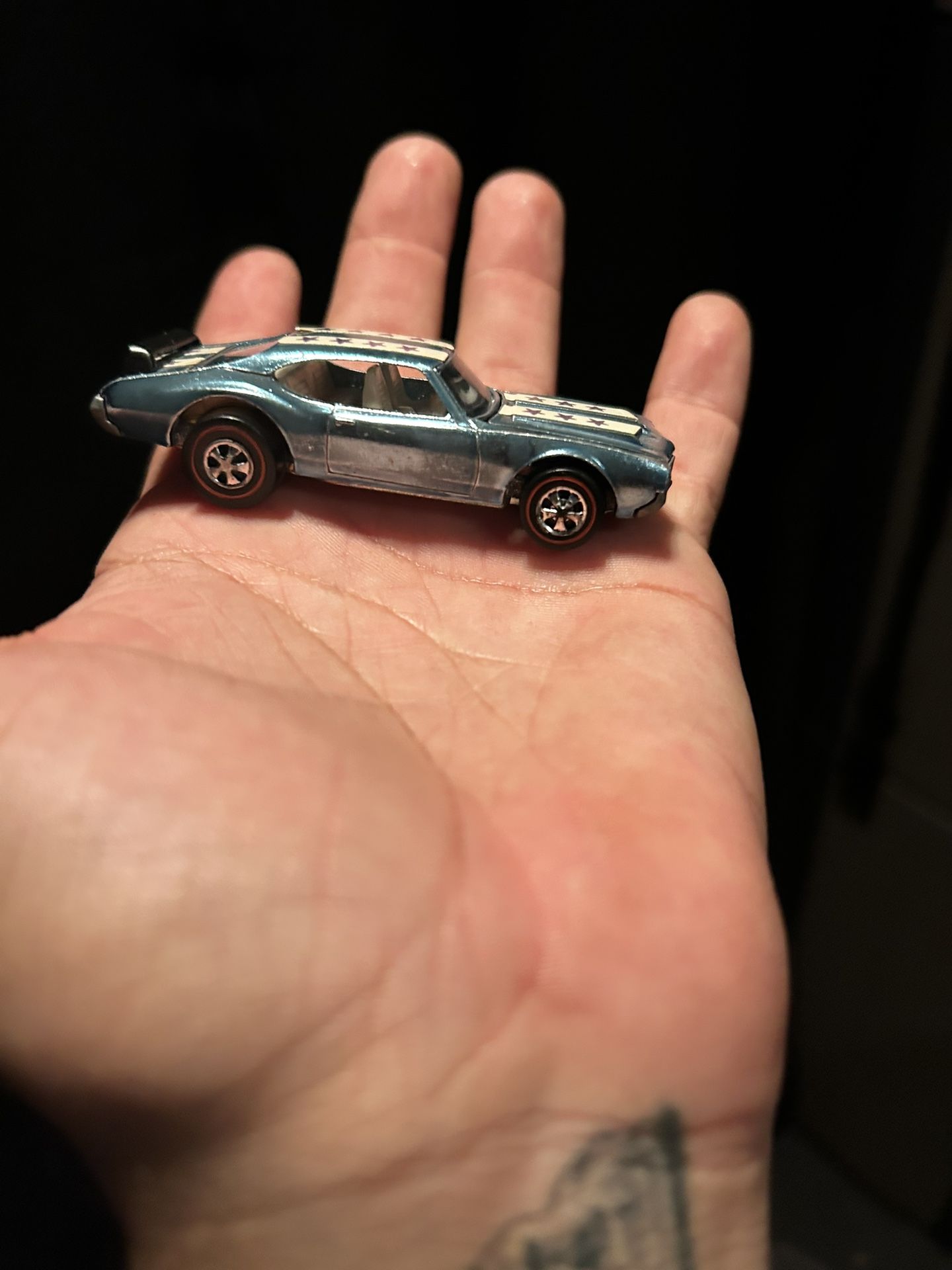 1971 Hot Wheels REDLINE OLDS 442 Light Blue Original Grail Stripes