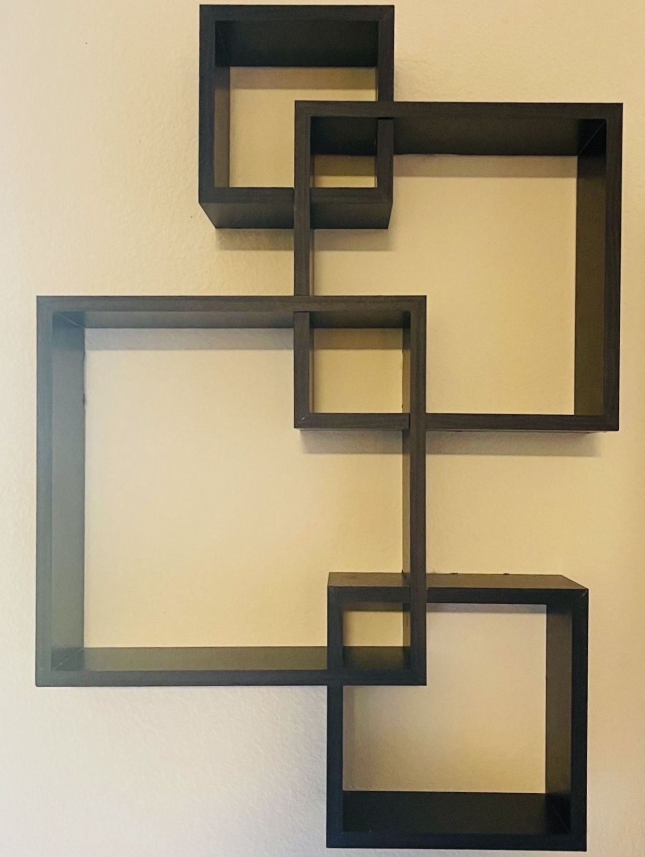 - 4 Cube Intersecting Wall Mounted Floating Shelves Espresso Finish