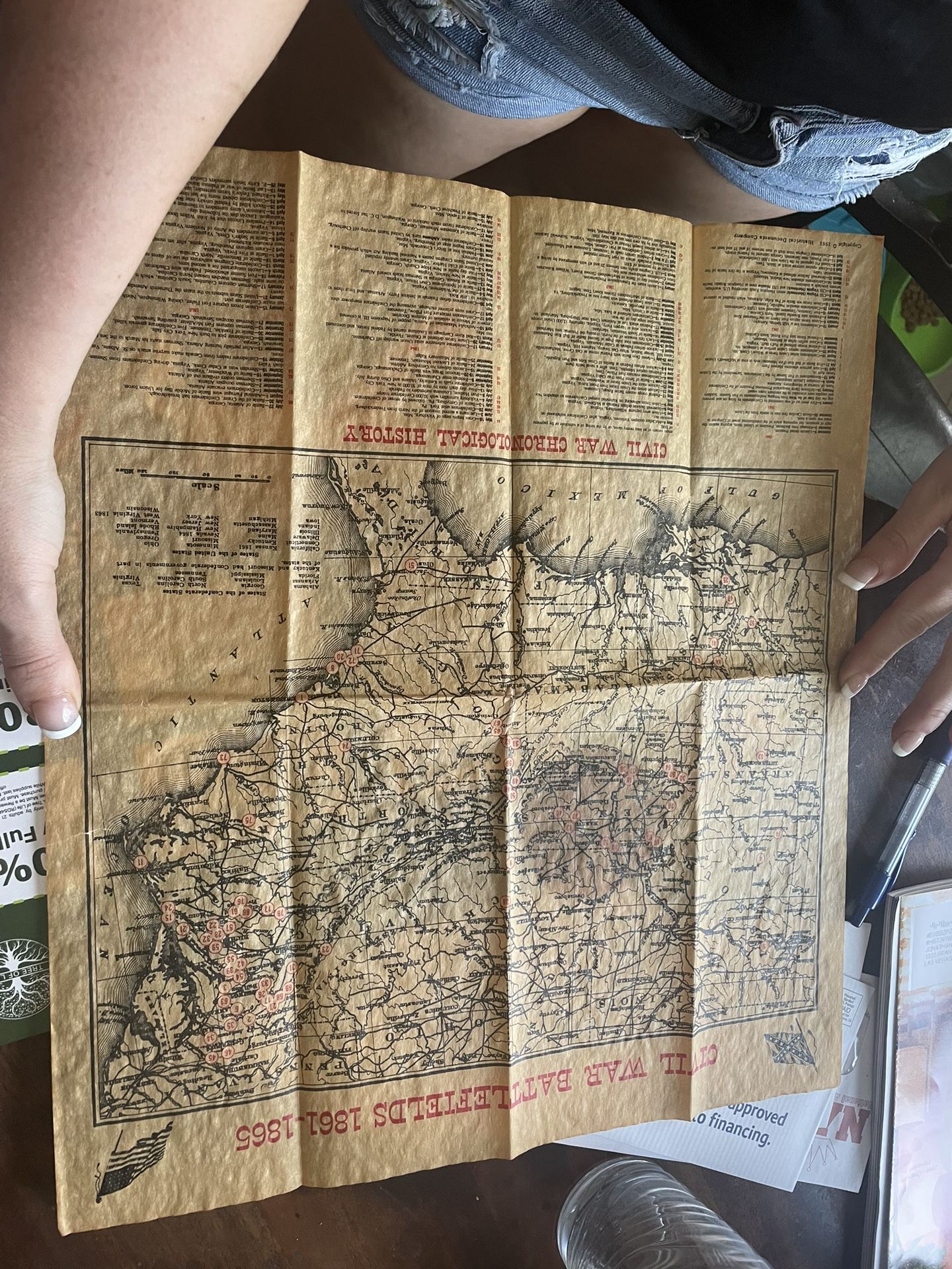 Original Officers Map From Civil War, Wanted Posters And Other Very Old Documents 