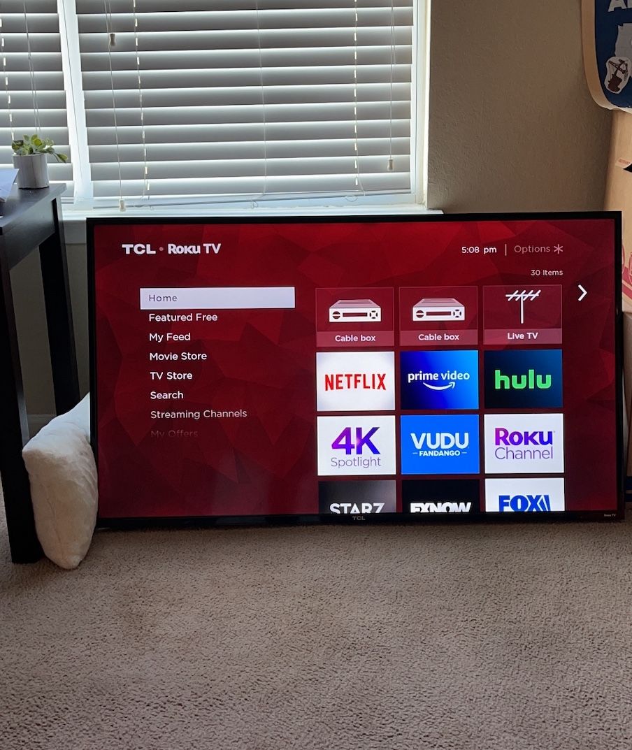 55 inch TCL Roku TV with full motion wall mount