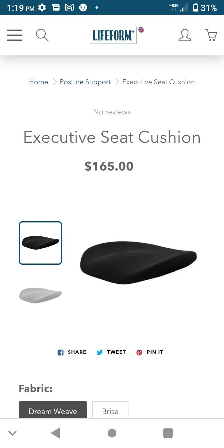 lifeform chairs executive ergonomic memory foam seat cushion dreamweave black