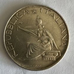 1961 Silver 500 Lira Coin 