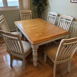 Family Dining Table, 6 Chairs And Leaf
