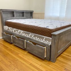 Full Bed And Mattress With Drawers 