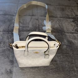 coach white mini tote 