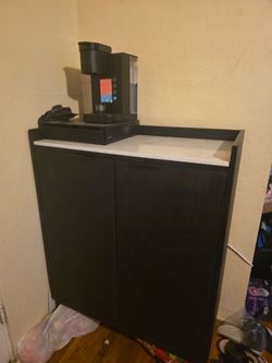 Dark Wood Two-Door Storage Cabinet - Keurig NOT included