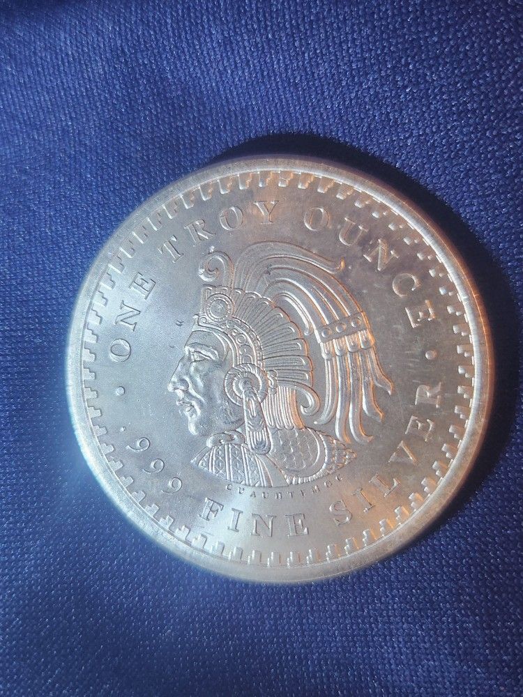 1 Oz Troy Cuatemoc Fine Silver Coin