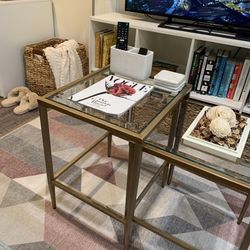 Gold hollow metal Glass Set Of Tables- Must Go Today! 