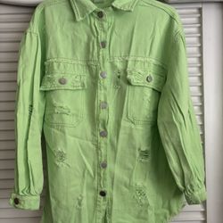New Fashion Green Jean Shirt-Jacket Never Worn Size S but fits more like a medium $5