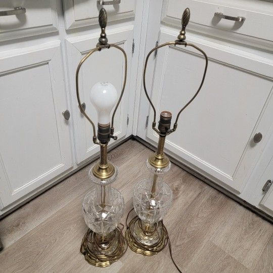 Pair Of Vintage Crystal Like Lamps