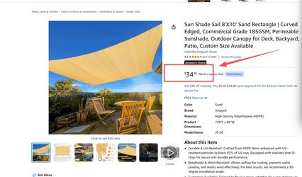 Sun Shade Sail 8'X10' Sand Rectangle | Curved Edged, Commercial Grade 185GSM, Permeable Sunshade, Outdoor Canopy for Deck, Backyard, Patio,