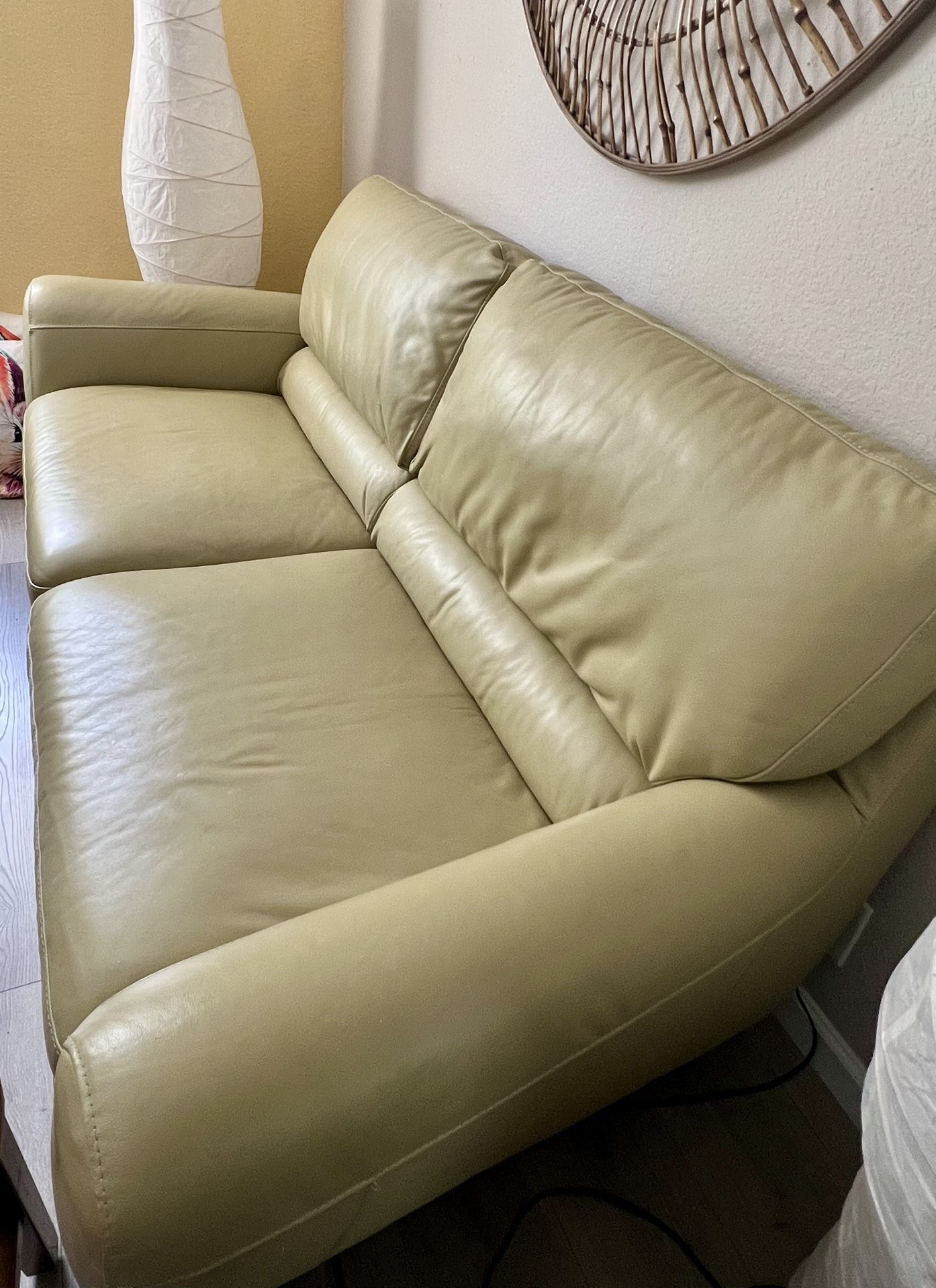 Leather couch / sofa light green