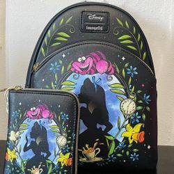 Loungefly Disney Alice In Wonderland Cameo Mini Backpack and Wallet