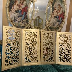 Very  Gorgeous  4 Panels wall decoration hand craft Wood  34 x 17