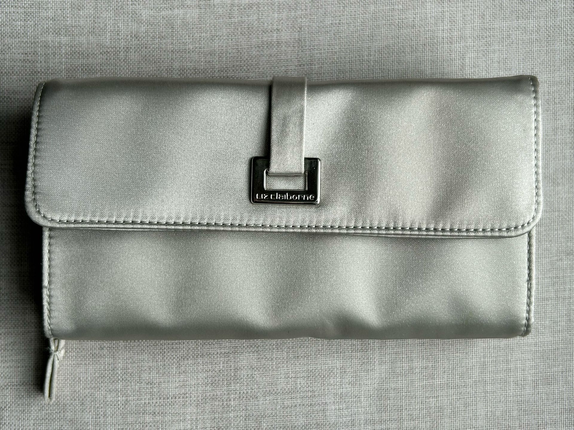 Liz Claiborne New Rare Vtg. Wallet Clutch Silver & Snap-Zipper Closure
