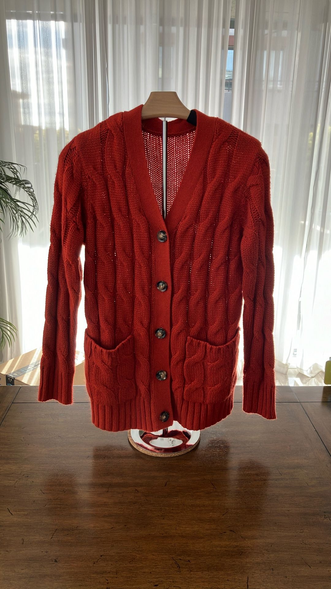 Ladies Cardigan Sweater - Rust Color - Like New - Medium