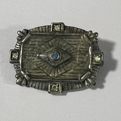 RARE “All Seeing Eye” Marcasite And Resin Brooch