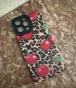 iPhone 14 leopard cherries case