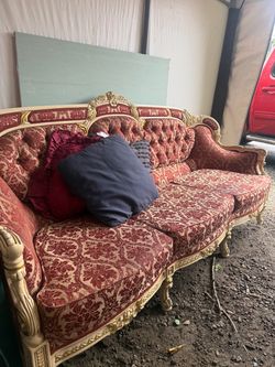 Vintage Baroque / Rococo Style 3-Piece Living Room Set – Ornate Sofa, Loveseat & Chair