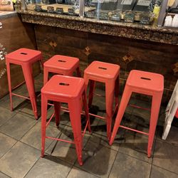 3 Red Barstools
