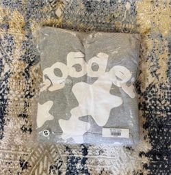 Grey Graphic Pullover Hoodie with White Logo Accent