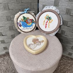 Set of 3 Cross-Stitch Decor - Vintage 