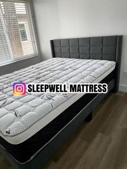 New Queen bed frame with mattress