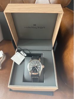 Hamilton Khaki Field Auto 38mm Black Dial Leather Strap 100m Box Papers