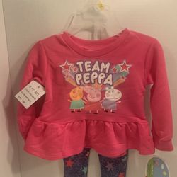 Infants Pebba pig leggings Set 12 months in pink And Blue 