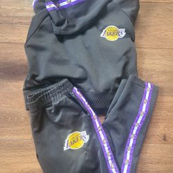NBA LA Lakers Logo Crop Hoodie and Joggers Women's Sz M