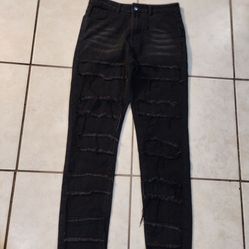 Mens All Black Stacked Jeans