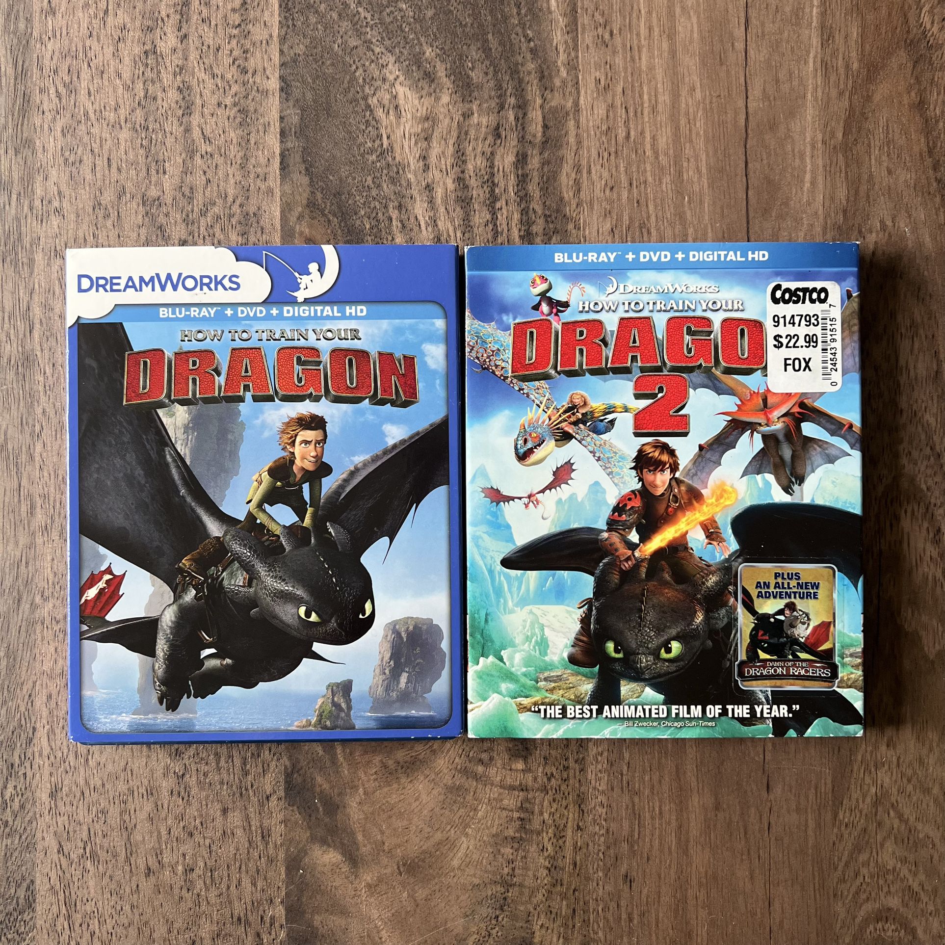 Dreamworks Animation How to Train Your Dragon 1 & 2 Blu-Ray & DVD Movies