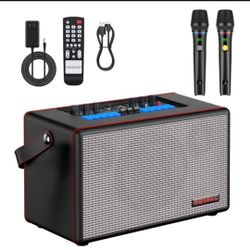 Karaoke Machine With Two Wireless Microphones 