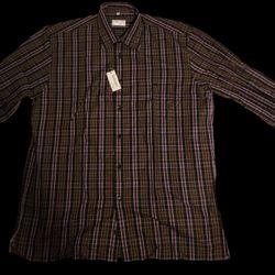 Georg Roth Germany Men's Brown Multicolored Plaid Button-Down Shirt XL