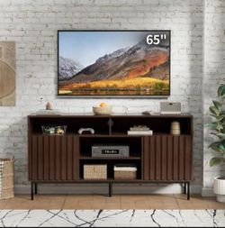 Mid Century Modern TV Stand Cabinet for Living Room(up to 50/55/60/65 Inch),Wood & Walnut TV Stand Bedroom,TV Media Console Cabinet with Shelves & Sto